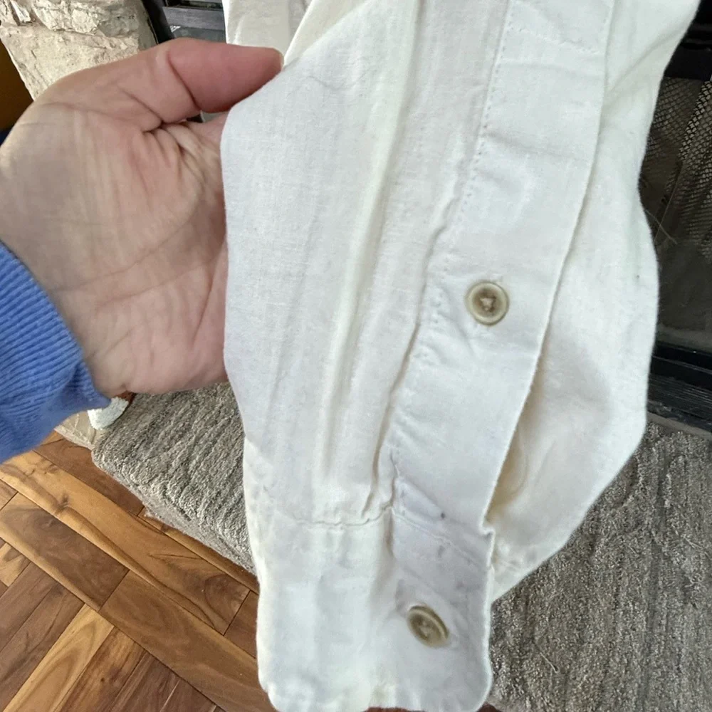 Mens Falls Creek Cream Casual Button-Down Shirt - Picture 4 of 5